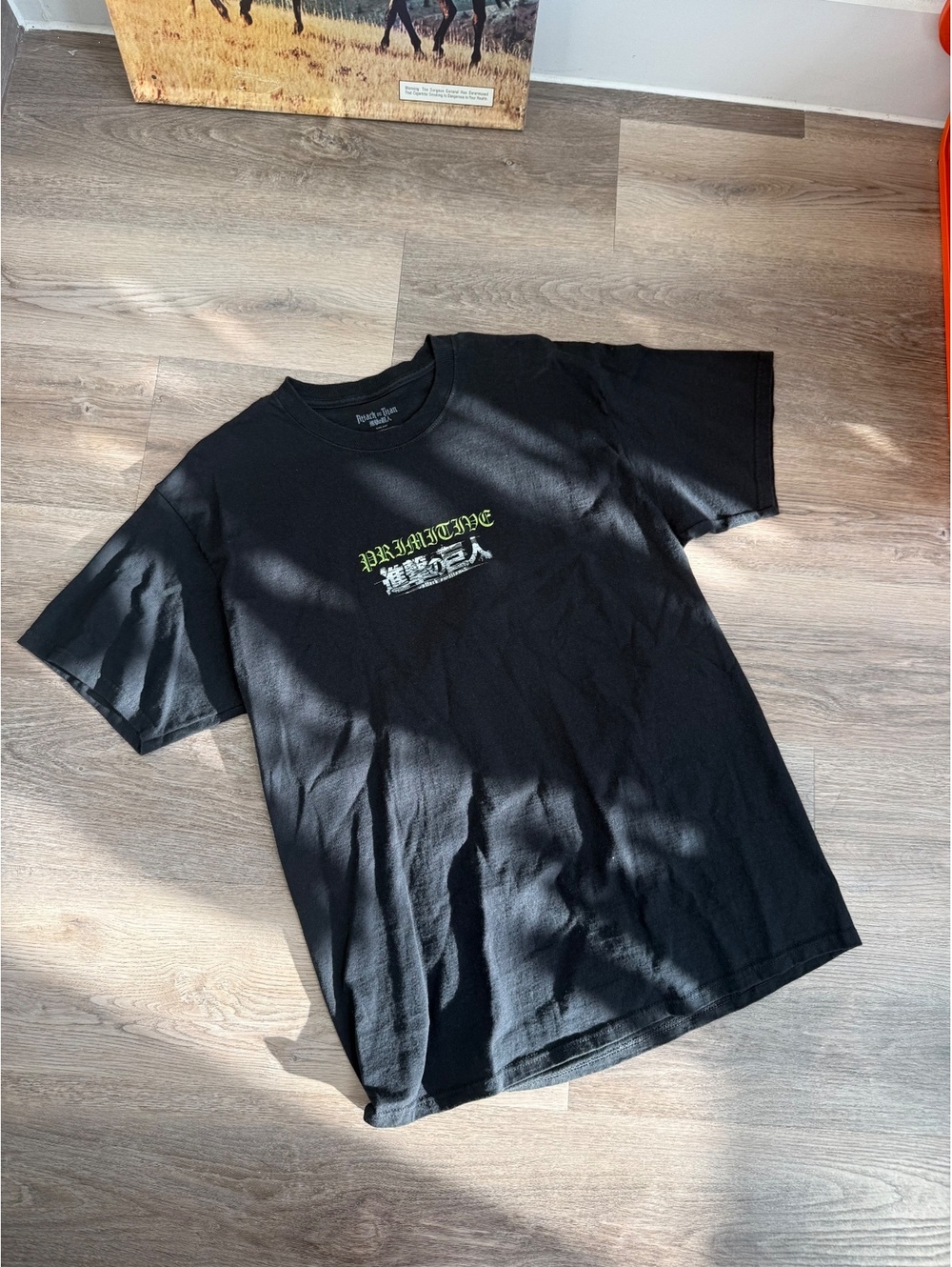Primitive x Attack on Titan Black Graphic T-Shirt, 100% Cotton, Size Large